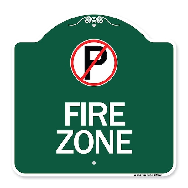 Signmission Designer Series Sign-No Parking, Green & White Aluminum Architectural Sign, 18" x 18", GW-1818-24653 A-DES-GW-1818-24653 - main